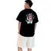 Camiseta Divertida de Graffiti Multicolor de Algodón Puro Cuello Redondo Manga Corta Estampada de Moda Verano Nueva Ropa para Pareja Top Versátil