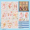 Decoraciones navideñas en colores macarrón, pegatinas electrostáticas para puertas y ventanas de cristal, oso polar, Papá Noel, ambiente de renos
