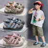 Sandálias Esportivas de Verão 2026 Moda Nova Infantil com Cadarço, Anti-Chute, Bico Fechado e Malha Respirável para Meninos e Meninas