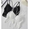Encaje Espalda Hermosa Camisola Pequeña Para Usar Por Debajo Sujetador Sin Aros Una Pieza Camiseta Base Tubo Fruncido Hueco Ropa Exterior para Mujer