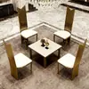 Silla de Comedor Chapada en Oro de Fábrica Acero Inoxidable Hotel Salón de Banquetes de Boda Silla de Comedor Dorada Silla de Boda Moderna Simple de Cuero