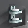Estante para Jabonera Escurridor Baño Creativo Sin Taladro Estante de Almacenamiento Doméstico Montado en Pared Caja de Jabón de Doble Capa