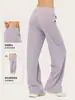 Calça longa de inverno feminina de alta qualidade, com forro de fleece térmico, espessa, quente e que retém calor, para fitness, modelo solto, reta, de perna larga