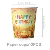 Decoraciones de Fiesta de Cumpleaños de Animales de la Selva Amazónica Jirafa Dinosaurio Tema Musical Platos Vasos de Papel Desechables Mantel
