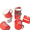 Taza Gruesa de Esmalte Navideña Taza Roja Nueva Fiesta Navideña Taza para Café para el Hogar Taza para Beber
