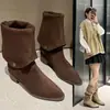 Botas de gamuza mate para mujer, punta fina, sin cordones, de uso bidireccional, nuevas botas de vaquero occidentales otoño/invierno 2026, botas altas de equitación