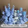 Fondo Azul Flores Fiesta de Compromiso Salón de Bodas Decoración Arreglo Floral Salón de Banquetes Pasillo Flores Flores de Seda Adornos Filas de Flores