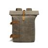 Mochila para Hombre y Mujer para Deportes al Aire Libre, Montañismo, Viaje, Mochila Escolar para Estudiantes, Lona con Cuero Crazy Horse Vintage