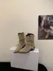 [] Botas de Tornozelo Western Cowboy Bico Fino Francês Salto Grosso Femininas 2026 Outono/Inverno Novo Estilo