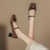 Sapatos Estilo Ballet de Uma Linha com Laço, Sapatos Mary Jane Femininos, Salto Grosso Estilo Pequeno Fragrante, Sapatos Femininos de Alto Nível