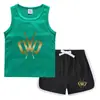 Chal de Verano para Niños 2023 Pantalones Cortos Calientes Camiseta Básica Casual Coreana Sudadera sin Mangas para Niños Absorbente de Sudor Color Caramelo