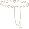 Cadena de Cintura Cruzada Europea y Americana de Aleación con Forma de Corazón y Estrella para Mujer Cadena Corporal de Metal Ajustable de Cinco Puntas Venta al por Mayor en Stock