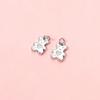 Colgante de Oso de Dibujos Animados Lindo Sólido de Plata Esterlina S925 de Doble Cara DIY Colgante de Cristal para Pulsera Collar Accesorios de Plata