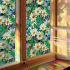 Xc9077 Laser Fresco Flor Branca Pequena Folha Verde Decoração de Porta e Janela de Vidro para Casa Adesivo Eletrostático Exportação Atacado Sem Cola