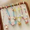 Vacaciones en la Playa Naranja Dopamina Estrella de Mar Collar de Cuentas de Colores Cadena de Cuello de Alta Gama para Mujer Cadena para Clavícula Accesorios de Verano