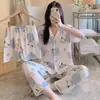 Conjunto Novo de Verão Hangtie de Três Peças Fino Doce Gola V Cardigã Solto Peça Externa Roupas de Casa Pijamas para Mulheres