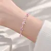 Nuevo Pulsera de Corazón de Amor con Lazo Estilo Coreano para Mujer Lujo Ligero Diseño de Nicho Sensación de Alta Gama Zircón Rosa en Forma de Corazón Joyería de Mano Regalo para Novia