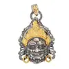 Collar Amarillo Estilo Étnico Vintage del Dios de la Riqueza para Hombres y Mujeres, Joyería Artística para el Amor y la Armonía, Nicho Chapado en Oro Hecho a Mano Estatua de Buda de Xizang