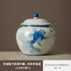 Pote de Cerâmica Azul e Branco para Chá, Pote Grande de Alta Qualidade para Armazenamento de Meio Libra, Pote Geral Vintage Estilo Chinês para Pu'Er para Uso Doméstico