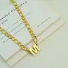 Collar Figaro Letras Inglesas 26 Letras Unisex Acero Inoxidable Colorido Cadena Clavícula Chapado en Oro de 18K