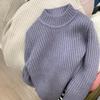 Outono e inverno meninos e meninas camisa de base espessada estilo ocidental infantil meia gola alta gola média suéter quente interno para bebês