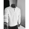 Camiseta Suelta Bordada de Nuevo Estilo para Hombre Otoño 2026, Camiseta de Manga Larga Versátil Casual con Cuello Redondo y Bloques de Color