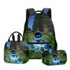3D novo robô cósmico astro bot bolsa de estudante mochila lancheira estojo de lápis conjunto de três peças