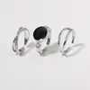 Anillo Abierto Cruzado de Doble Capa con Goteo de Aceite Negro Estilo Fresco Más Vendido Transfronterizo Set de Tres Piezas de Joyería de Mano Personalizada para Mujer