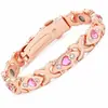Pulsera Magnética Popular Transfronteriza Europea y Americana, Elegante Aleación de Trébol de Lujo Ligero Incrustada con Diamantes, Pulsera Magnética de Una Fila para Mujer