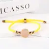 Nova Pulseira Multicor Transfronteiriça com Pingente Vazio Redondo Ajustável de 15mm, Material de Impressão Colorida a Laser, Pulseira de Aço Inoxidável
