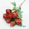 Rosa Floco de Neve Artificial de 7 Cabeças em Haste Única para Decoração de Boas-Vindas em Hall de Hotel, Flores de Seda Decorativas Macias para Arranjo de Atmosfera Festiva em Shopping Center