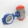 Válvula Borboleta Pneumática Par D671F-16Q Braçadeira Par Vedação PtFe Placa da Válvula em Aço Inoxidável Válvula Borboleta Pneumática DN50