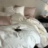 Conjunto de quatro peças em algodão de fibra longa, quatro estações, com alta contagem de fios, criptografado, grau A para mães e bebês, toque de luxo leve e de alta qualidade, lençol de cama, capa de edredom, conjunto de cama 4