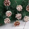 R Decoración Navideña Borde Blanco Piña Natural Real Colgante para Árbol de Navidad Accesorios Decoraciones Navideñas Piña con Borde Blanco