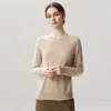 Nueva colección de otoño e invierno: Prenda interior de punto de cachemira moderna, suave y cómoda, color liso, cuello redondo simple, mangas largas y amigable con la piel para mujer
