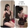 Noite Longa Lingerie Sexy Decote Profundo Renda Transparente Tentador Provocante Bodycon Camisola Uniforme Sexy 2128