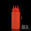 Botella dispensadora de condimentos de tres agujeros de grado alimenticio botella dispensadora de salsa de tres agujeros botella dispensadora de salsa para puesto callejero comercial tipo dispensador de tres agujeros comercial