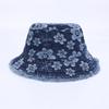 Chapéu de pescador em jeans estilo japonês e coreano novo chapéu de sol feminino chapéu de bacia de flor de aba larga primavera e outono coreano cross-border AliExpress