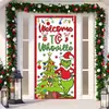 Decoración de Cubierta de Puerta de Navidad Tela Colgante Monstruo Peludo Verde Cubierta de Puerta Grinch Cortina de Puerta Grinch de Navidad Tapiz de Año Nuevo Juego de Puerta Fondo