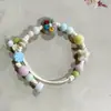 Pulsera de Cuerda Trenzada de Cerámica Jingdezhen, Estilo Fresco y Sencillo, Diseño de Flor de Piedra, Joyería de Mano Artística y Linda, Suministro al por Mayor para Zonas Turísticas