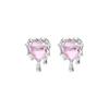Pendientes originales de nicho con diseño de amor líquido y diamantes rosas, elegantes, personalizados, ligeros, de lujo, sencillos y avanzados.