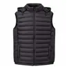 Colete de Algodão Masculino Preto Solto com Capuz Cordão Capuz Ajustável Outdoor para o Dia a Dia Outono Inverno Versátil Quente Sem Mangas Peça de Roupa Externa