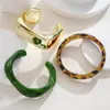 Moda Coreana Transfronteriza Estilo Europeo y Americano Personalidad Exagerada Pulsera de Resina con Estampado de Leopardo Set de 3 Piezas Joyería Simple Irregular para Mujer
