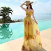 Vestido de Praia Colorido e Alegre Estilo Ilha, Vestido Costas Nuas com Alças Finas Estilo Férias em Sanya, Deslumbrante Vestido de Fada com Gradiente em Renda