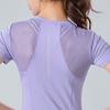Promoción Principal Primavera/Verano 2026: Top Deportivo de Yoga Fitness con Cuello Redondo, Panel de Malla, Transpirable, Secado Rápido, Manga Corta, Ajustado, Elástico Camiseta