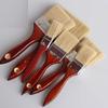 793 Pincel de madera para pintar, mango de madera rojo, pincel de cerdas largas, pincel plano para pintar, pincel marrón con agujeros