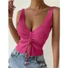 Nuevo chaleco de punto de verano para mujer popular en Amazon europeo y americano sexy de un solo hombro sin hombros top de tirantes de lana para mujer