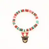 Joyería Transfronteriza Europea y Americana Navidad Pulsera de Cuentas de Arcilla Polimérica Suave Regalo Pulsera de Papá Noel Pulsera de Contraste de Color Festivo
