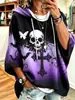 Sudadera con Capucha de Manga Tres Cuartos para Mujer 2026 con Estampado Digital 3D de Calabaza de Halloween Sudadera para Mujer
