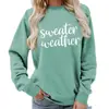 Clima de Suéter Estampado Gola Redonda Tops Femininos Moletom Fornecimento para Exportação Outono e Inverno Solto e Versátil Amazon